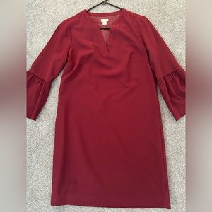 Deep red J Crew long sleeve dress